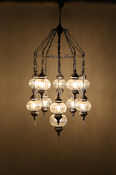 Chic Design Chandelier with 11 Special Pyrex Glasses